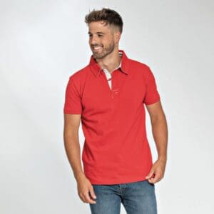 L&S Polo Contrast Cot/Elast SS for him