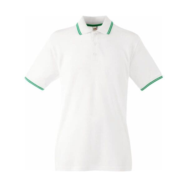 Fruit of the loom Premium Tipped Polo White Kelly Green 3XL