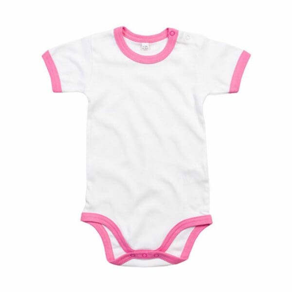 Babybugz Baby Ringer Bodysuit White Bubble Gum Pink 12-18 maanden (86-92)