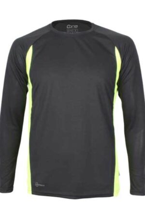 CONA SPORTS Racer Longsleeve Tech Tee Black Neon Yellow XXL