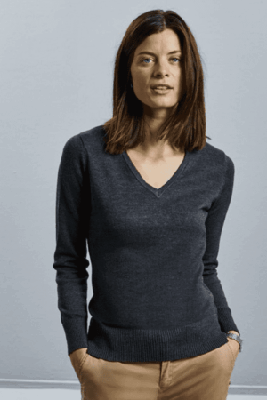Russel Ladies V-Neck Knitted Pullover