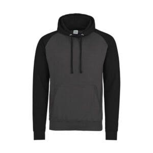 Just Hoods Baseball Hoodie Charcoal (Heather) Jet Black XXL