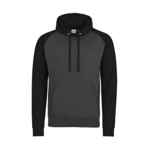 Just Hoods Baseball Hoodie Charcoal (Heather) Jet Black XXL