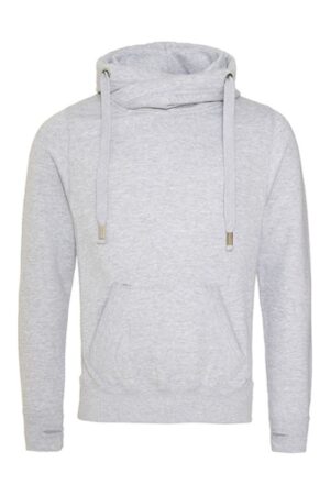 Just Hoods Cross Neck Hoodie Heather Grey XS