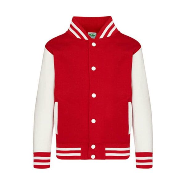 Just Hoods Kids` Varsity Jacket Fire Red White 12-13 jaar (152-158)