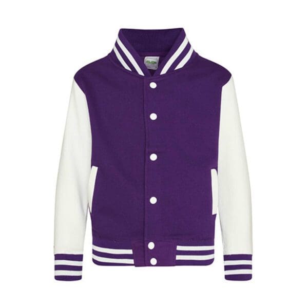 Just Hoods Kids` Varsity Jacket Purple White 12-13 jaar (152-158)