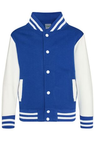 Just Hoods Kids` Varsity Jacket Royal Blue White 12-13 jaar (152-158)