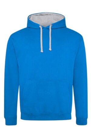 Just Hoods Varsity Hoodie Sapphire Blue Heather Grey XXL