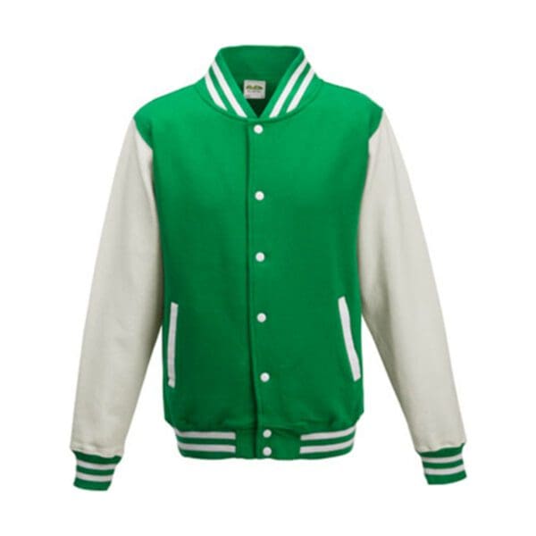 Just Hoods Varsity Jacket Kelly Green White XXL
