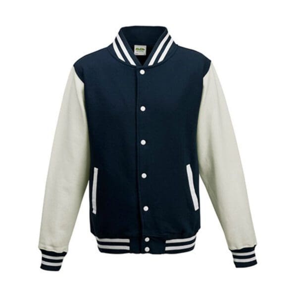 Just Hoods Varsity Jacket Oxford Navy White 3XL