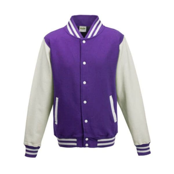 Just Hoods Varsity Jacket Purple White XXL