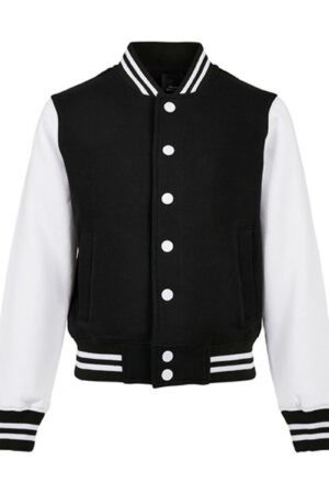 Build Your Brand Kids´ Organic Sweat College Jacket Black White 158
