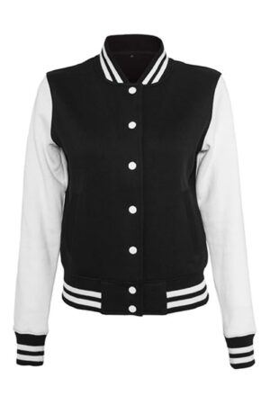 Build Your Brand Ladies´ Sweat College Jacket Black White XL